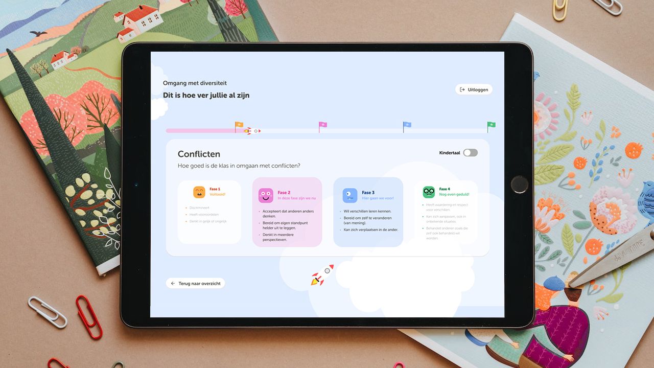 iPad met daarop de kleine grote denkers app