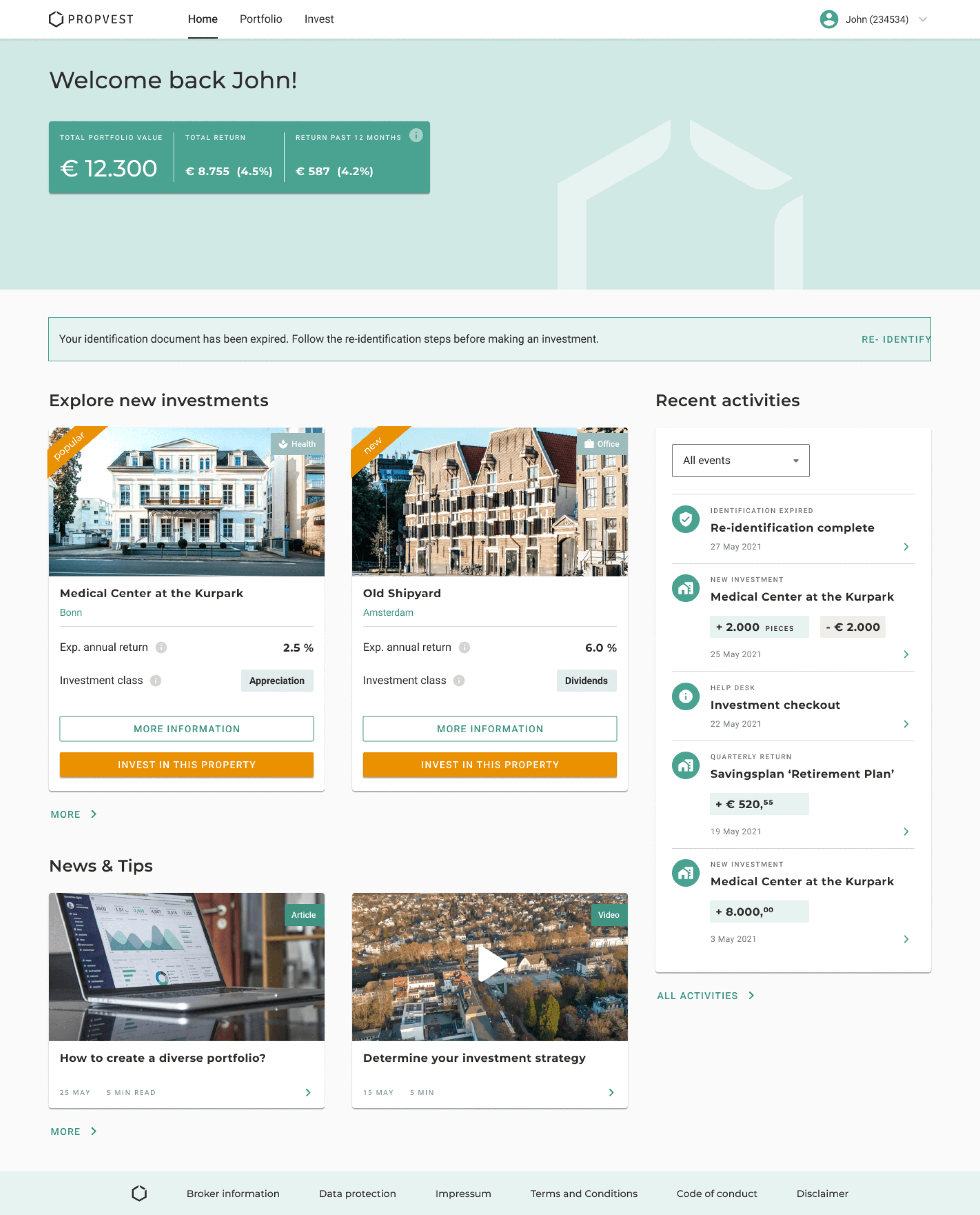 propvest portfolio pagina