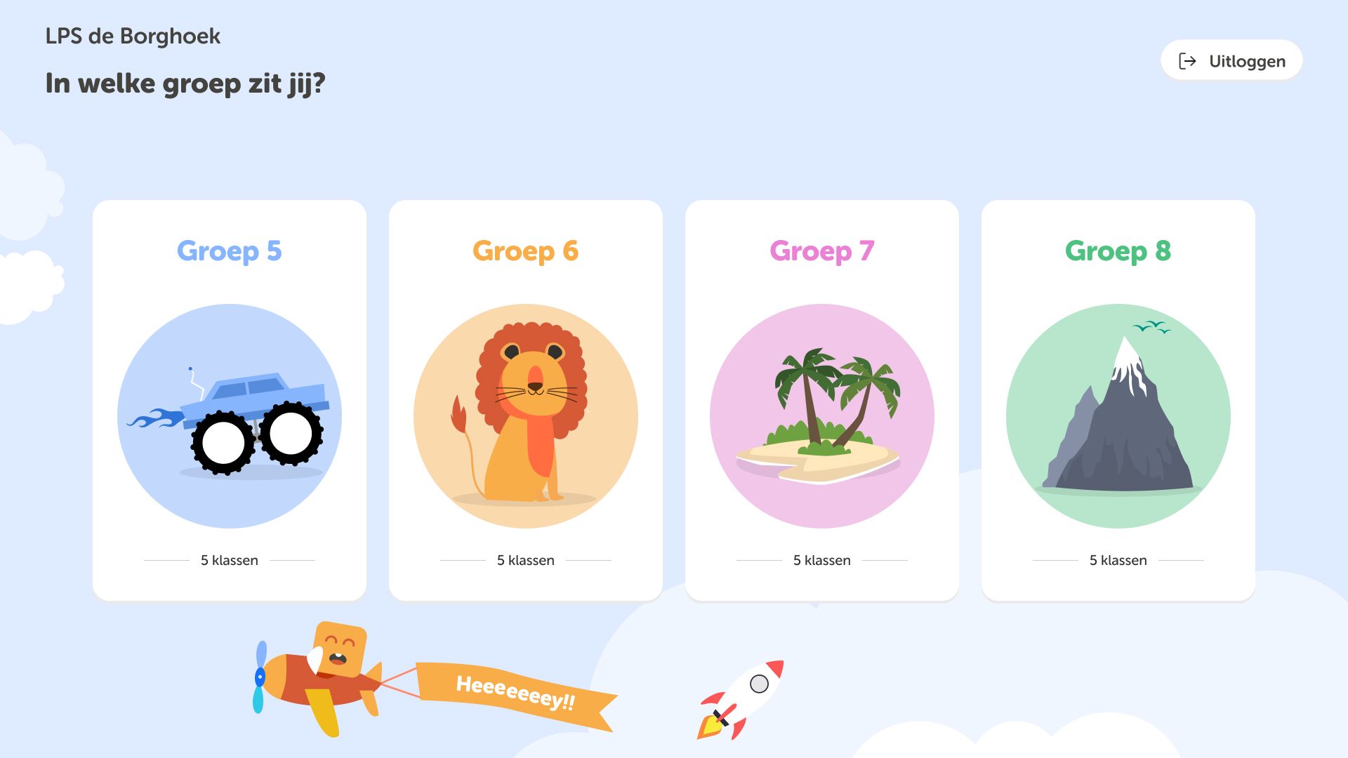 Screenshot van het klassenoverzicht